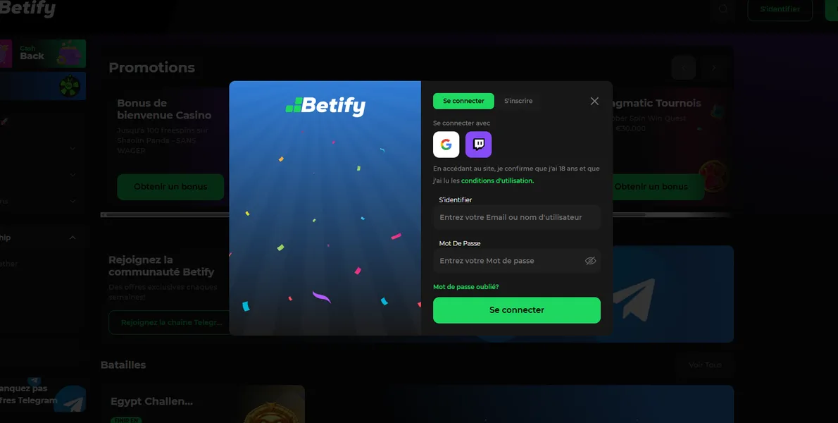 Inscription et expérience utilisateur sur Betify